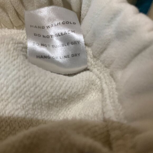 Beige Bontany Women Sweatshirt Cropped&Smocked Extra Long Sleeves Oversized M - Picture 8 of 9